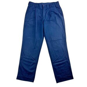 Nike Fit Dry Golf Pants Size 34x30 Dark Navy Blue Pleated Front Straight Leg